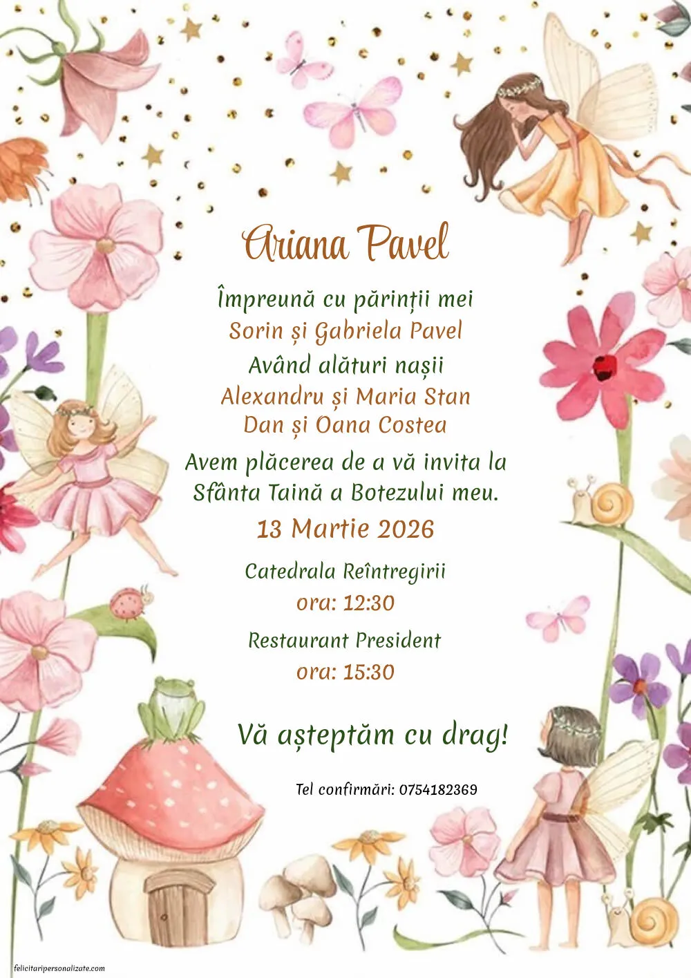 Invitație cu fluturi