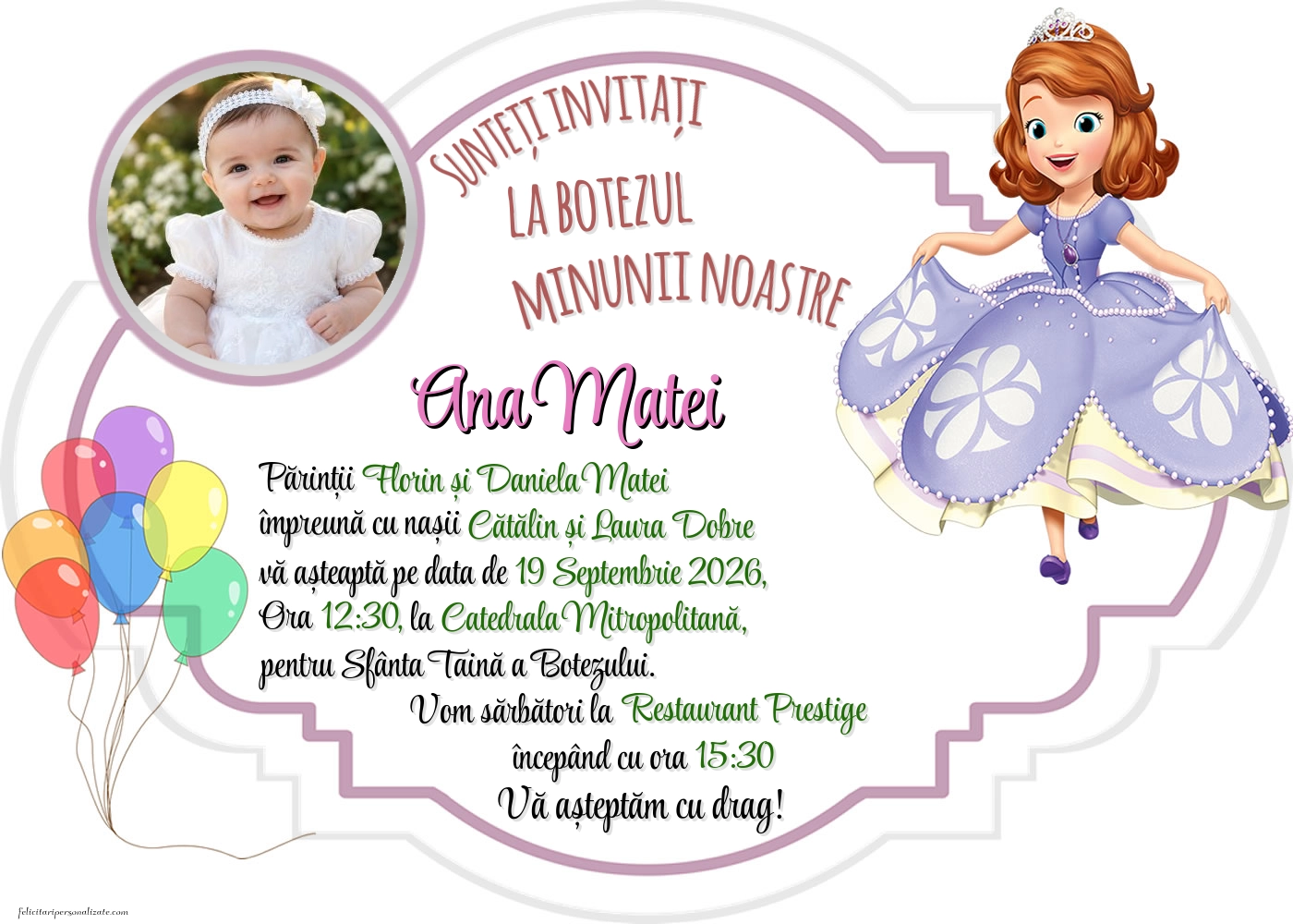 Invitație cu Sofia