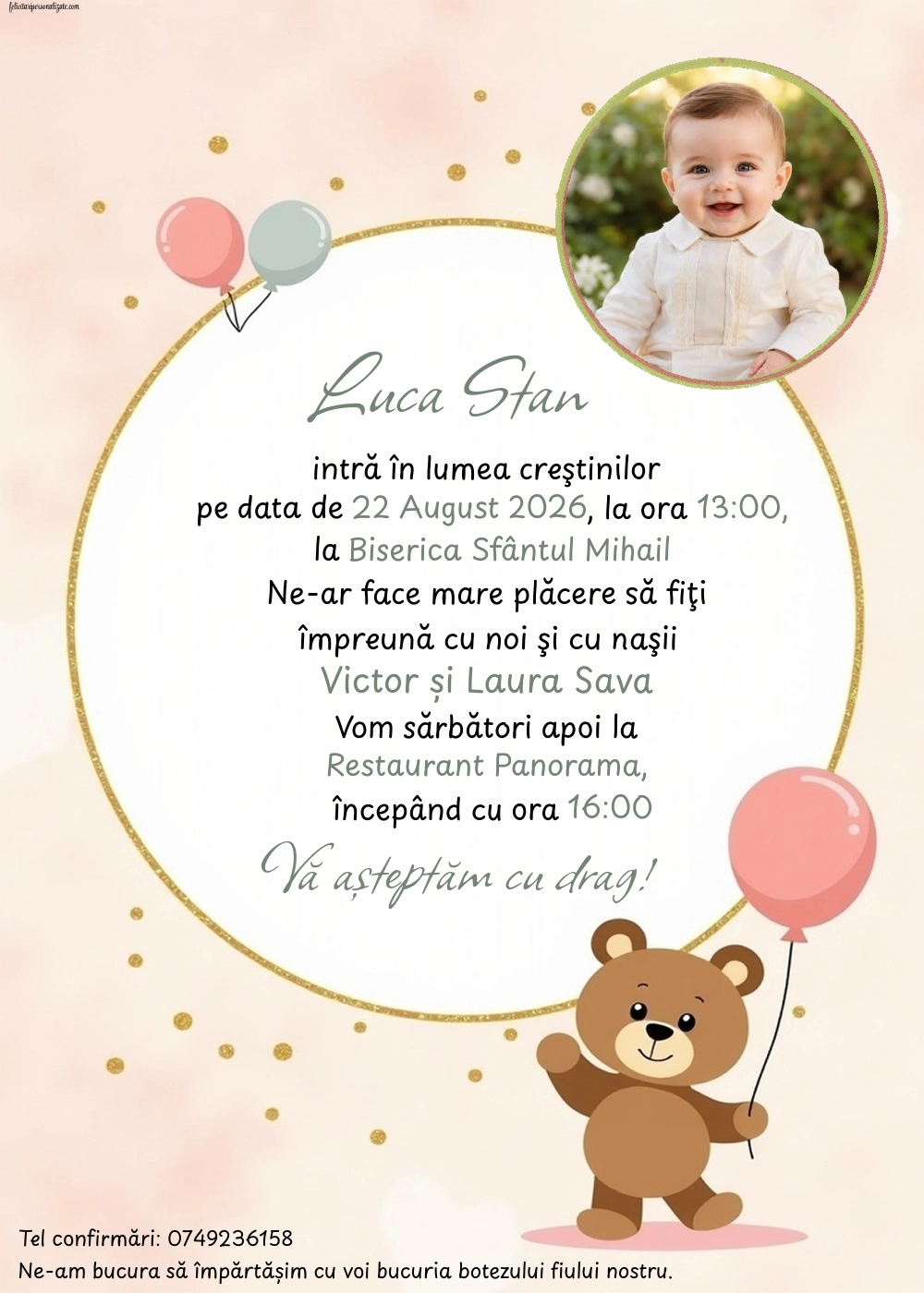 Invitație cu Teddy