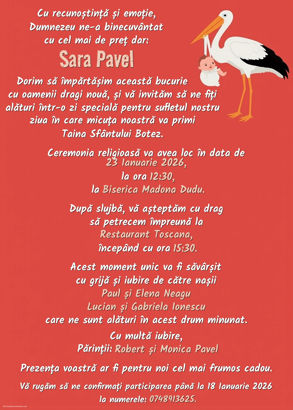Invitație cu barză