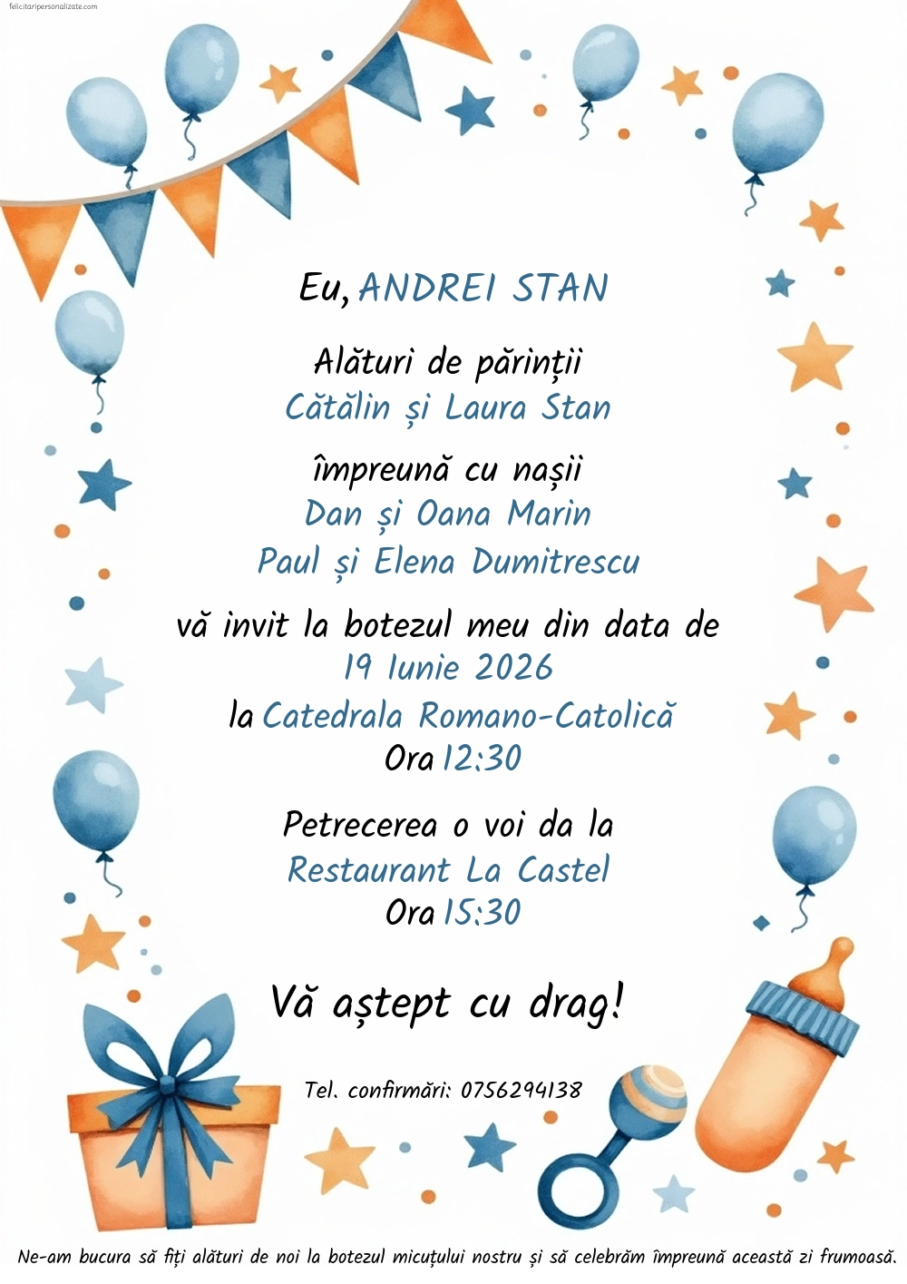 Invitație cu cadouri