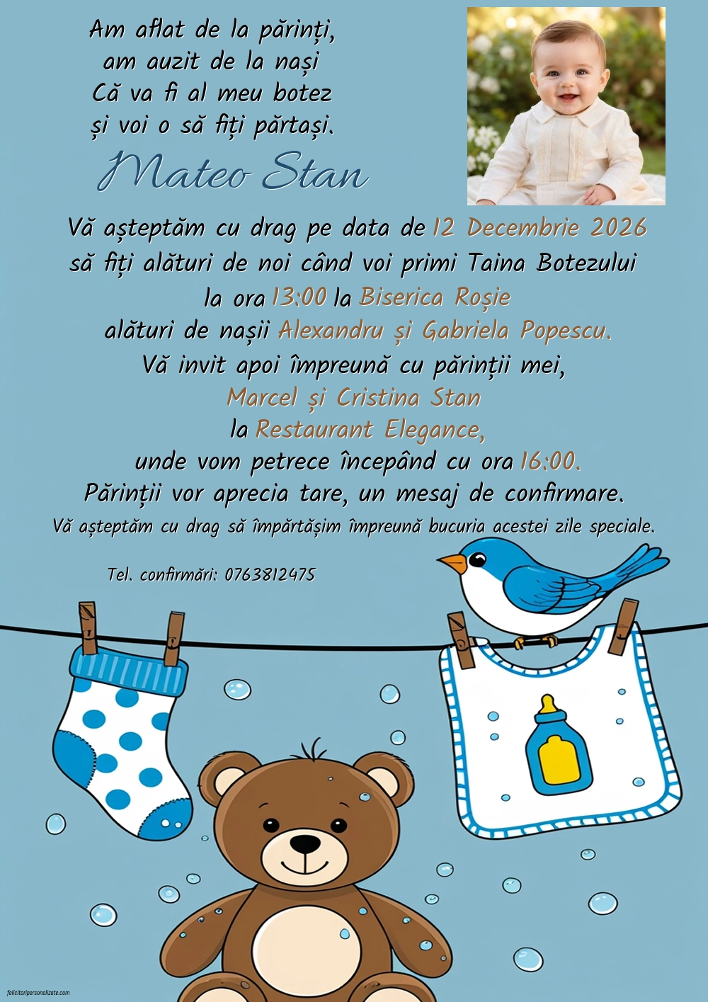 Invitație cu ursuleț
