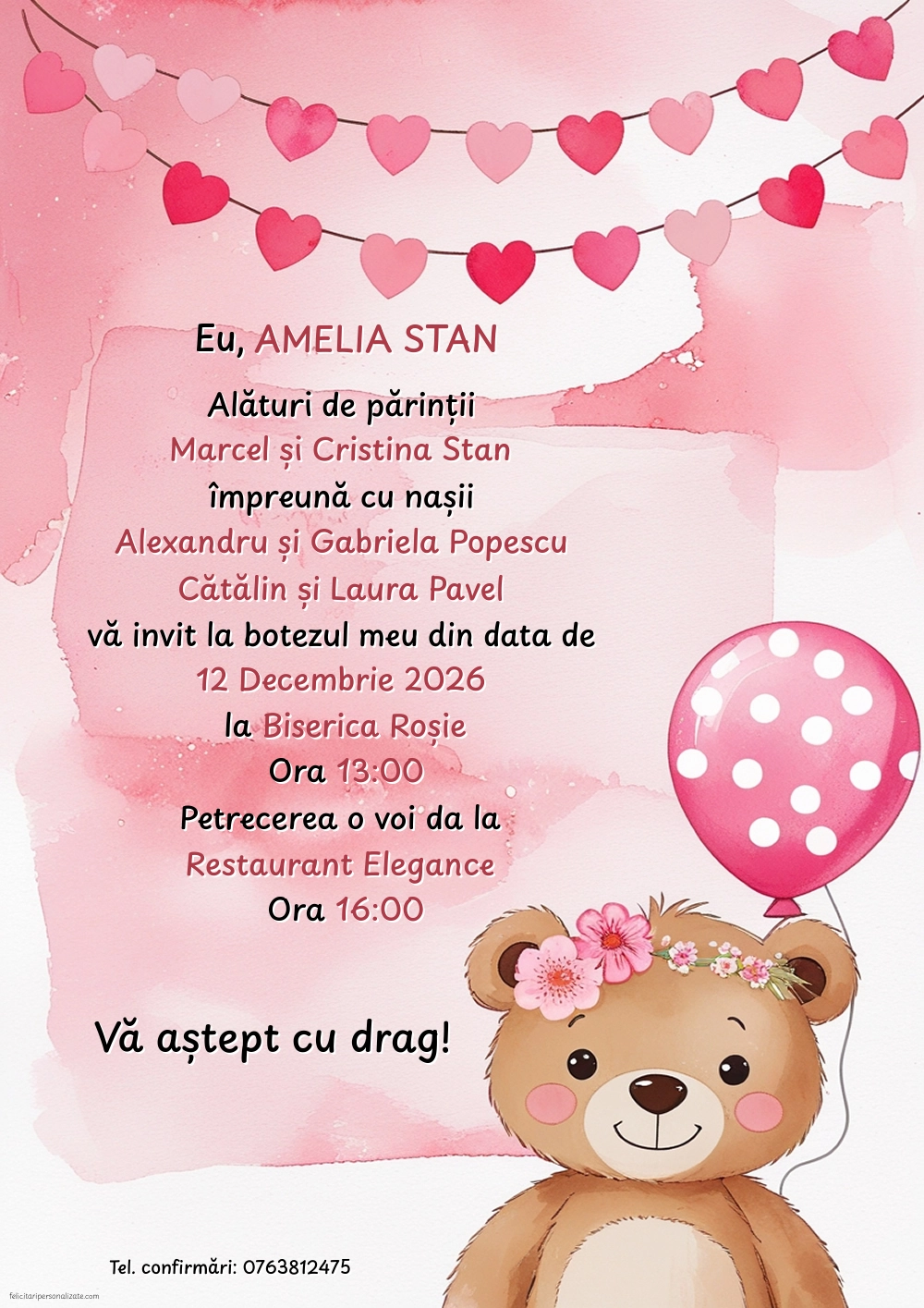 Invitație cu ursuleț