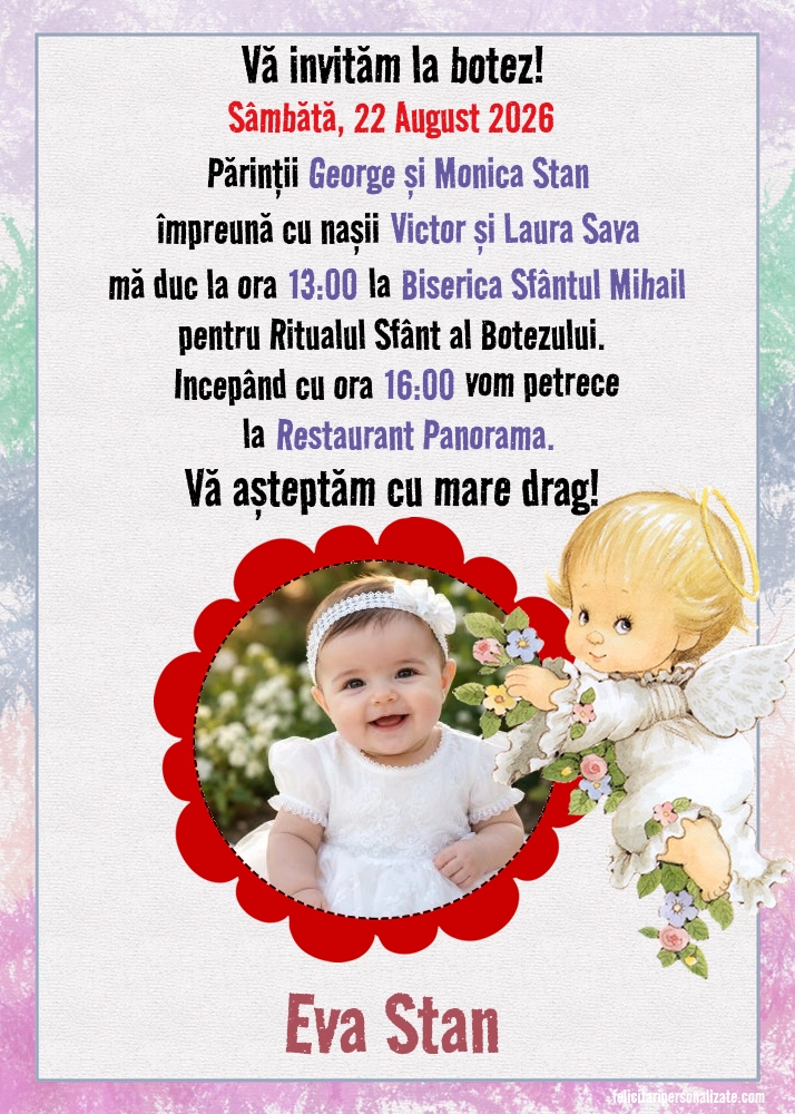 Invitație cu îngerași