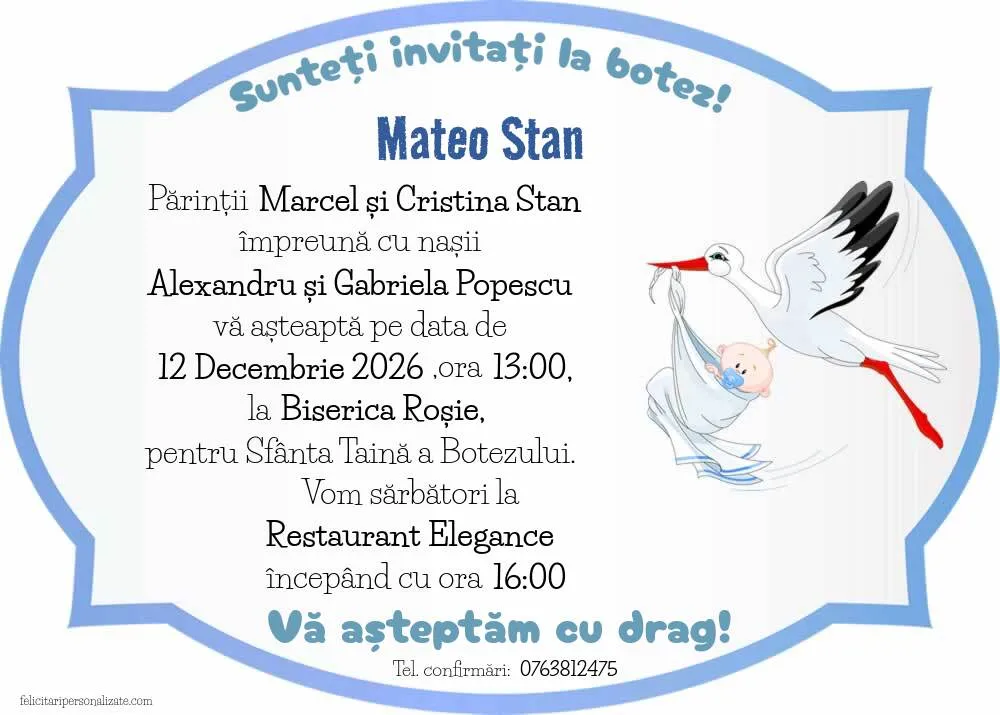 Invitație cu barză