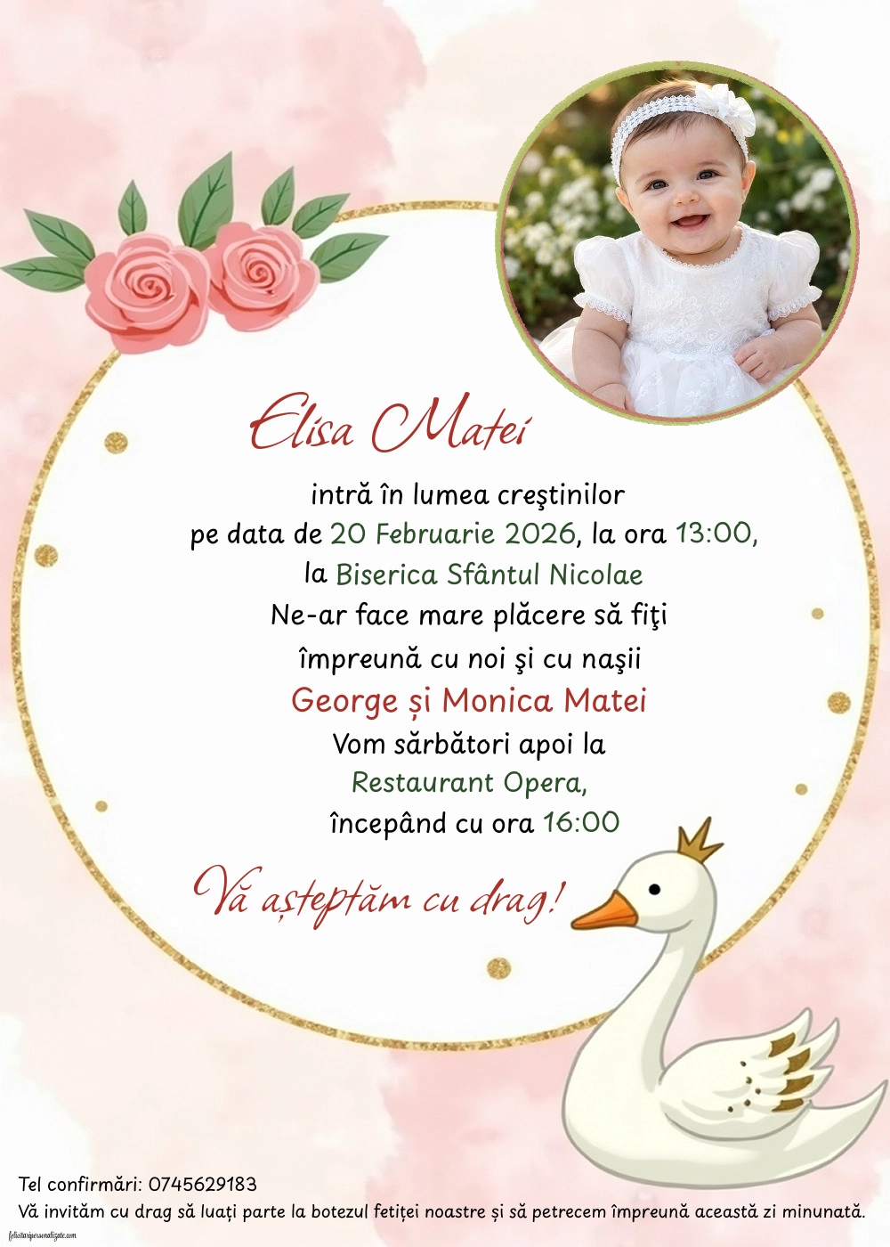 Invitație cu trandafiri