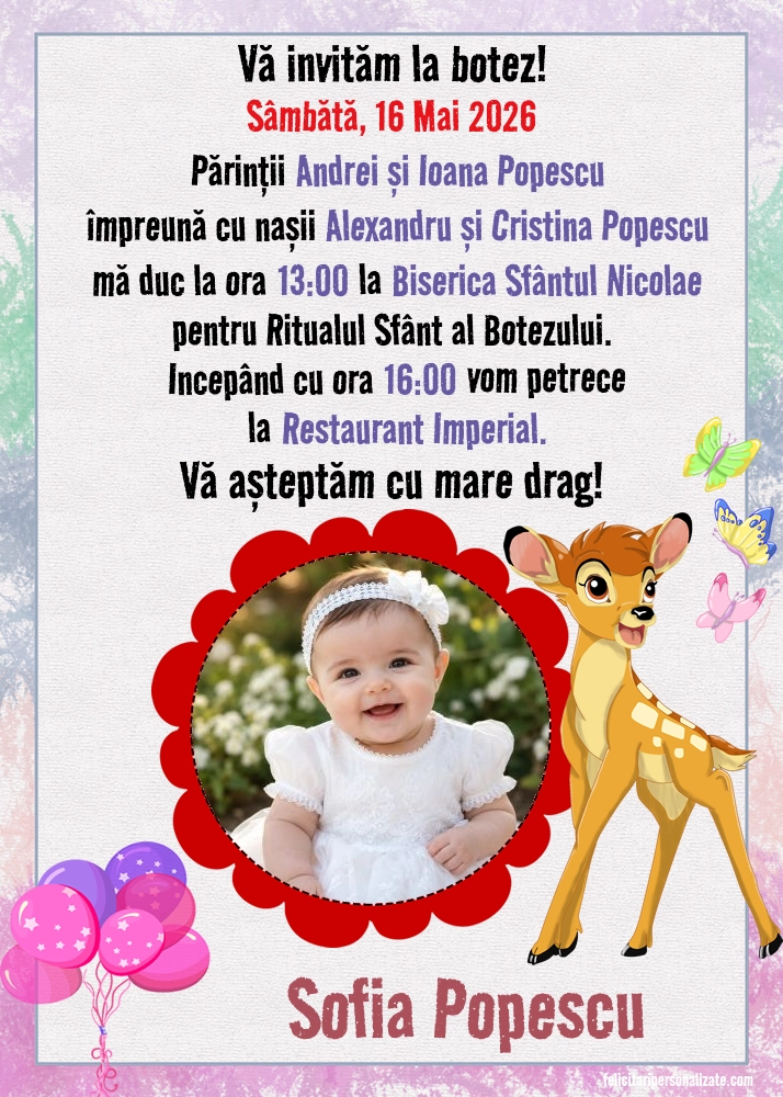 Invitație cu Bambi