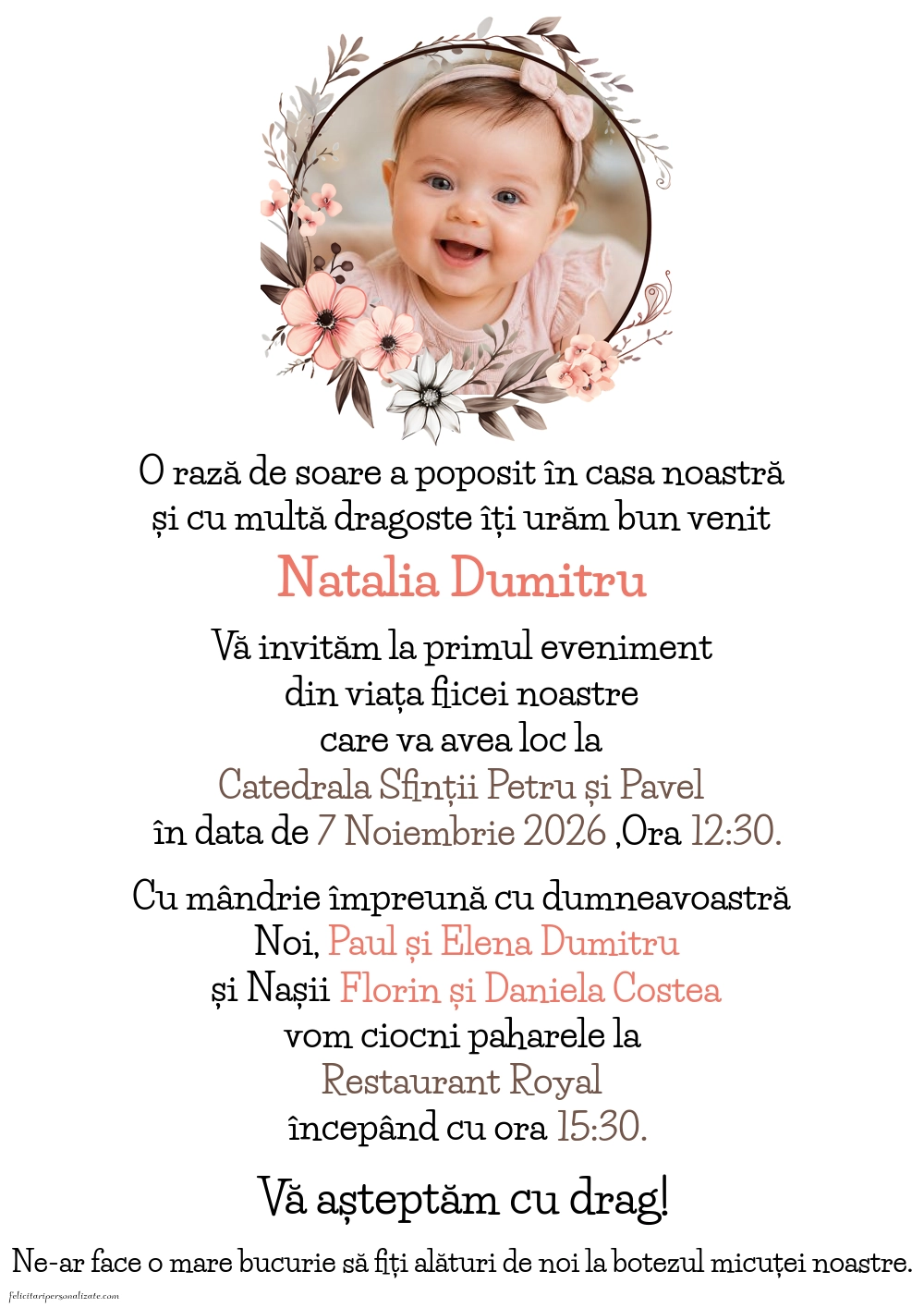 Invitație cu flori