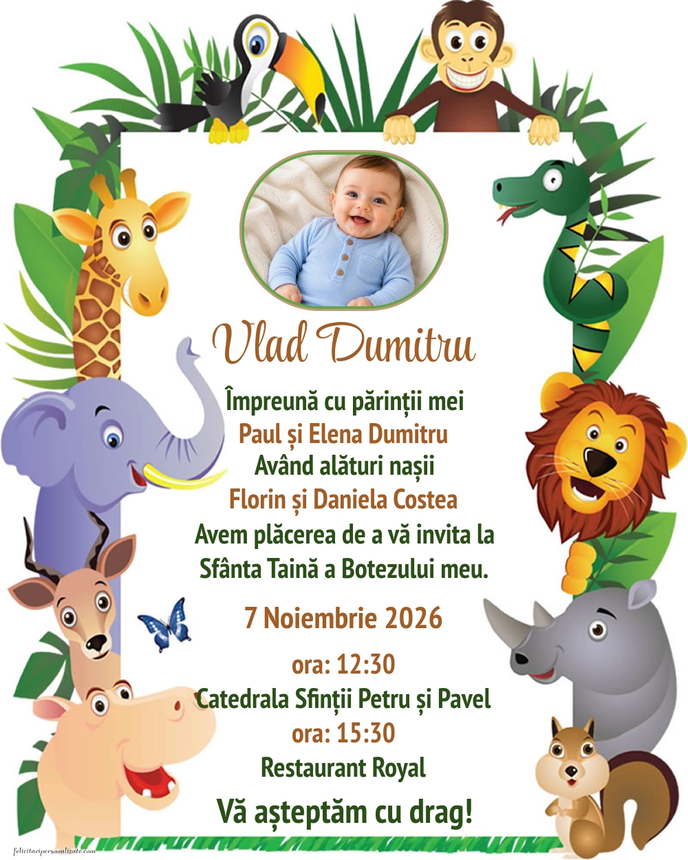 Invitație cu tema jungle