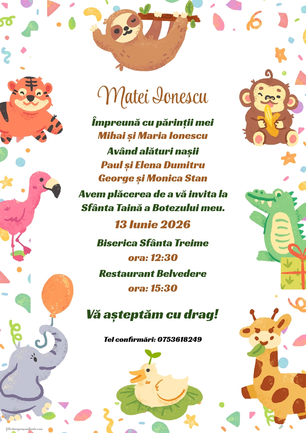 Invitație cu girafă