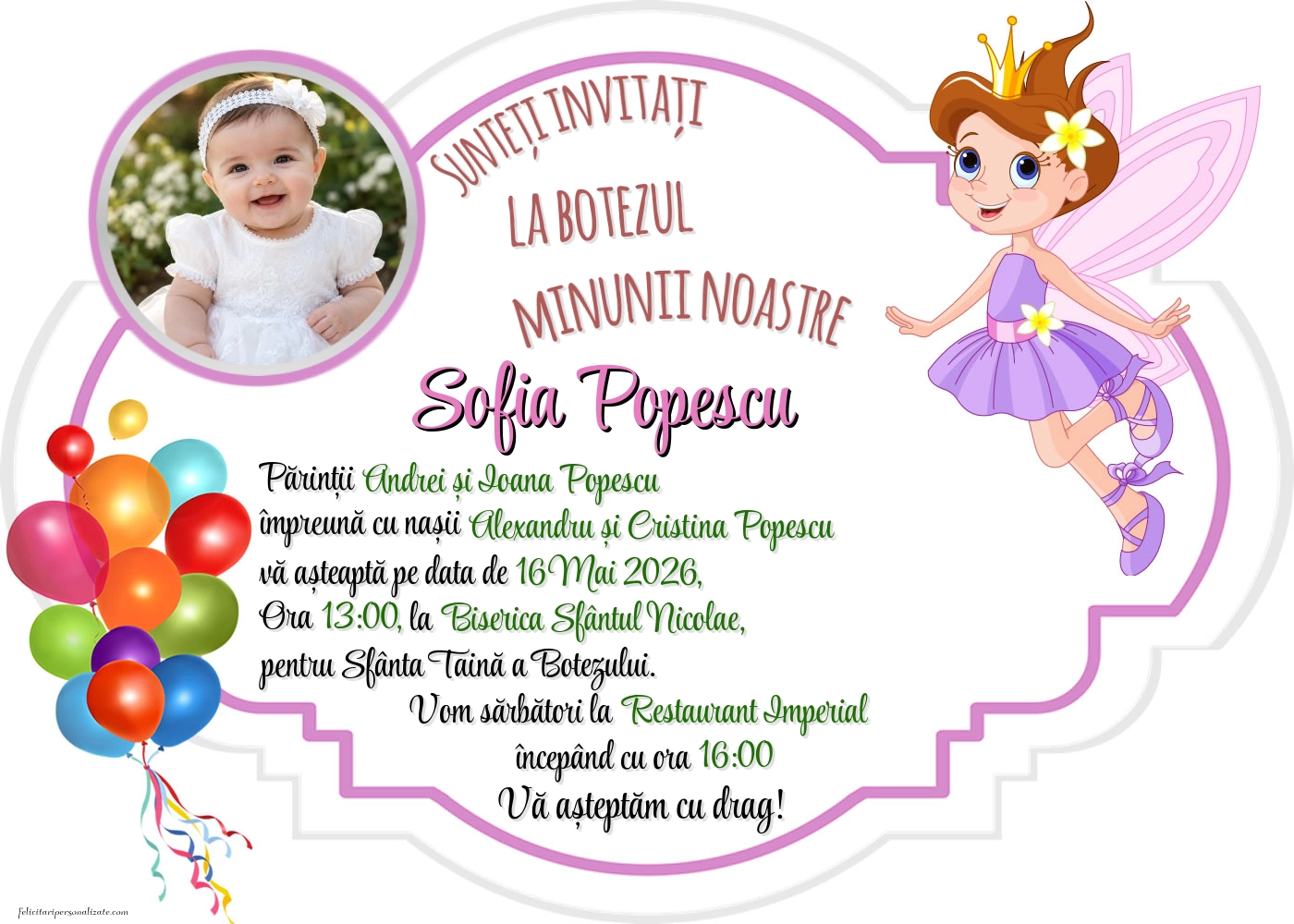 Invitație cu zâne