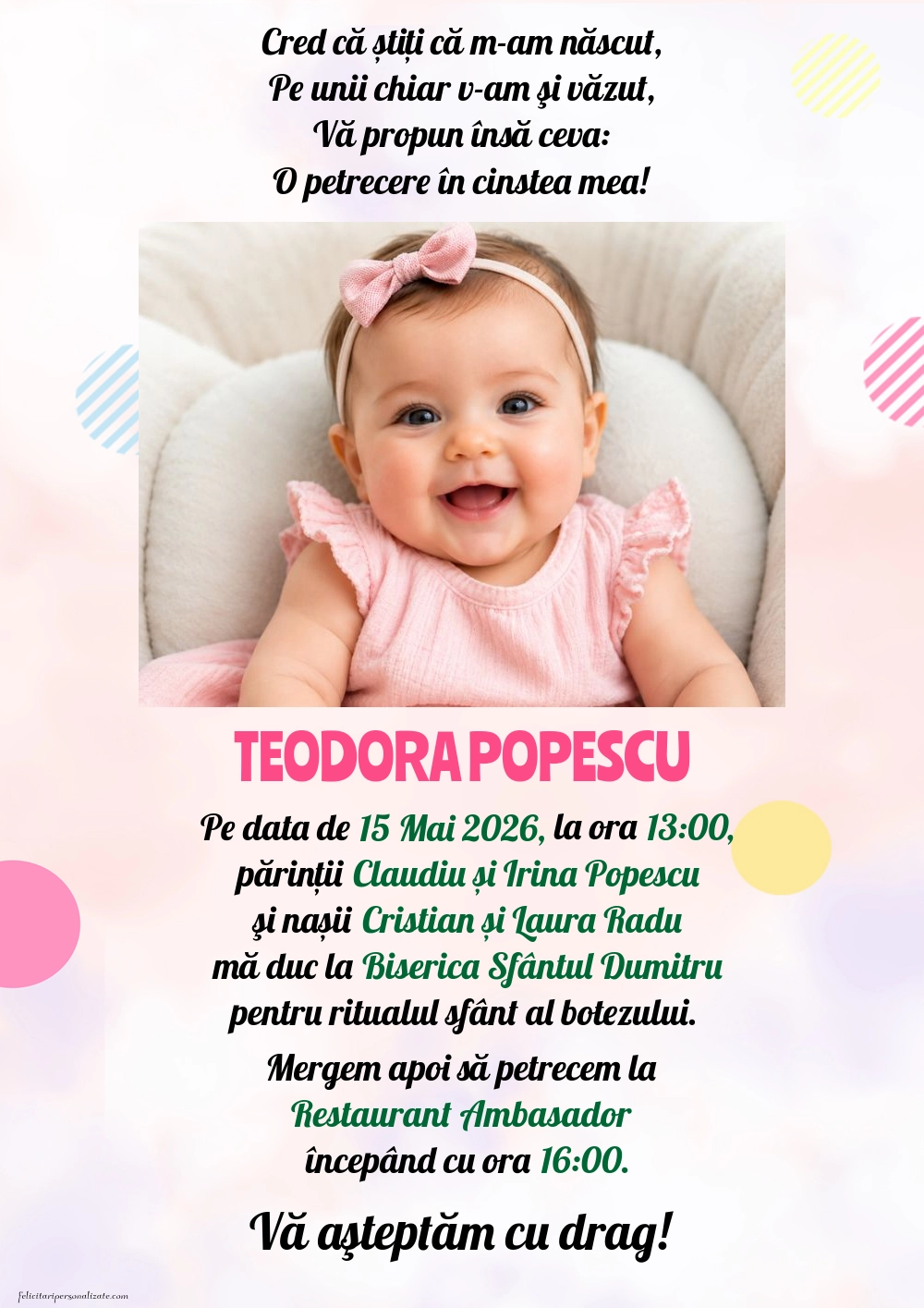 Invitație pentru fete
