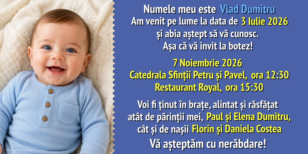 Invitație pentru băieți