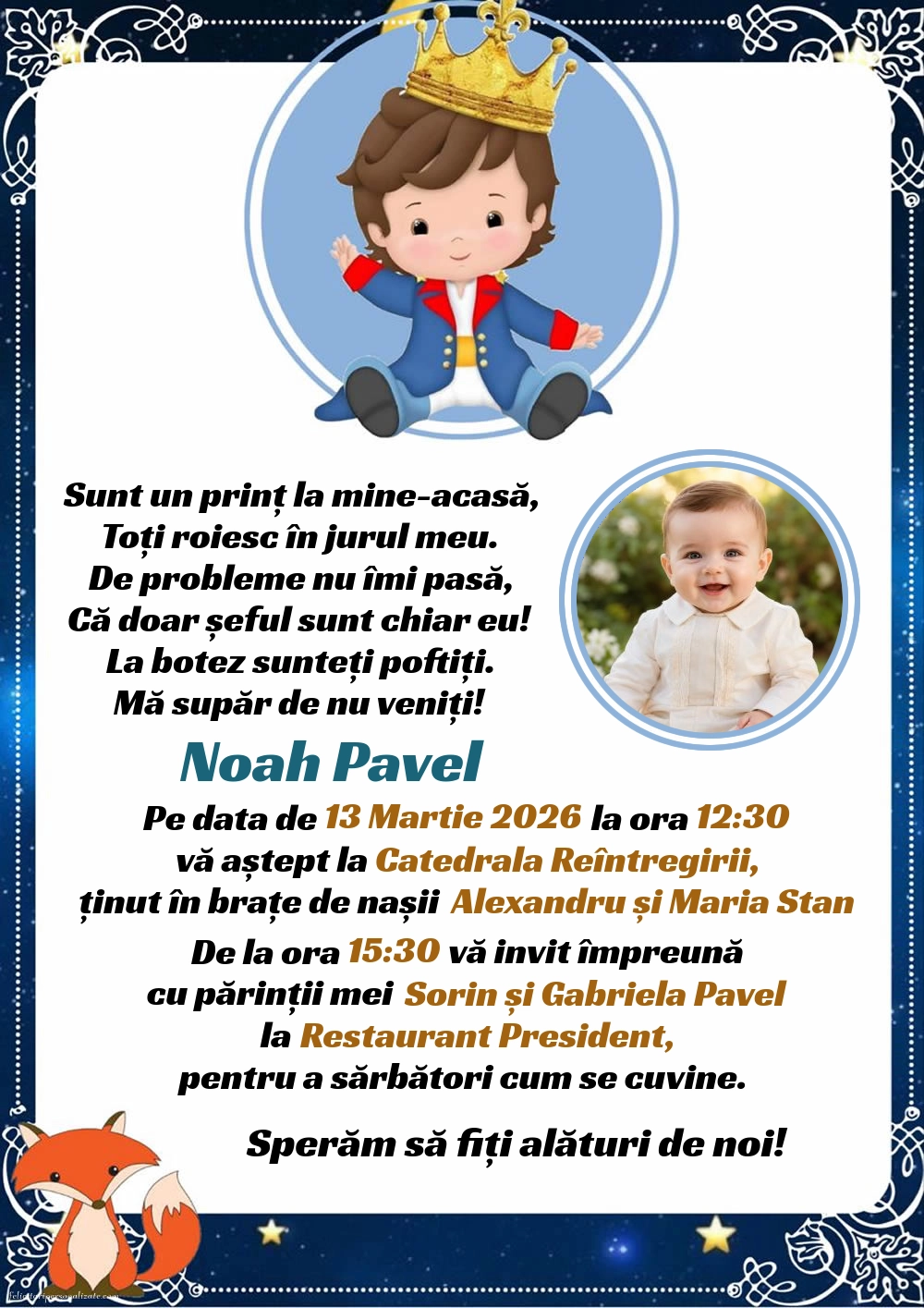 Invitație cu Micul prinț