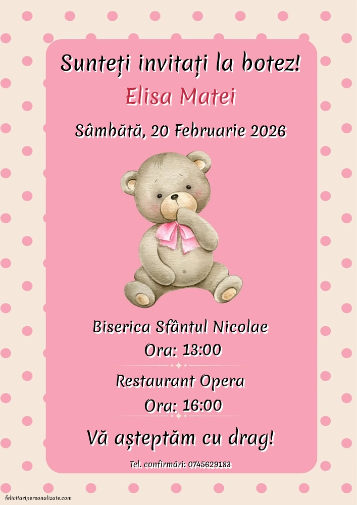 Invitație cu ursuleț