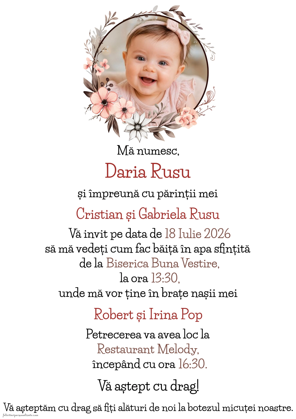 Invitație cu flori