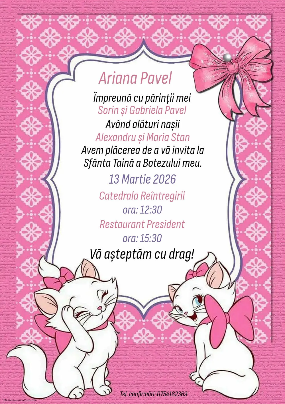 Invitație cu Pisicile aristocrate