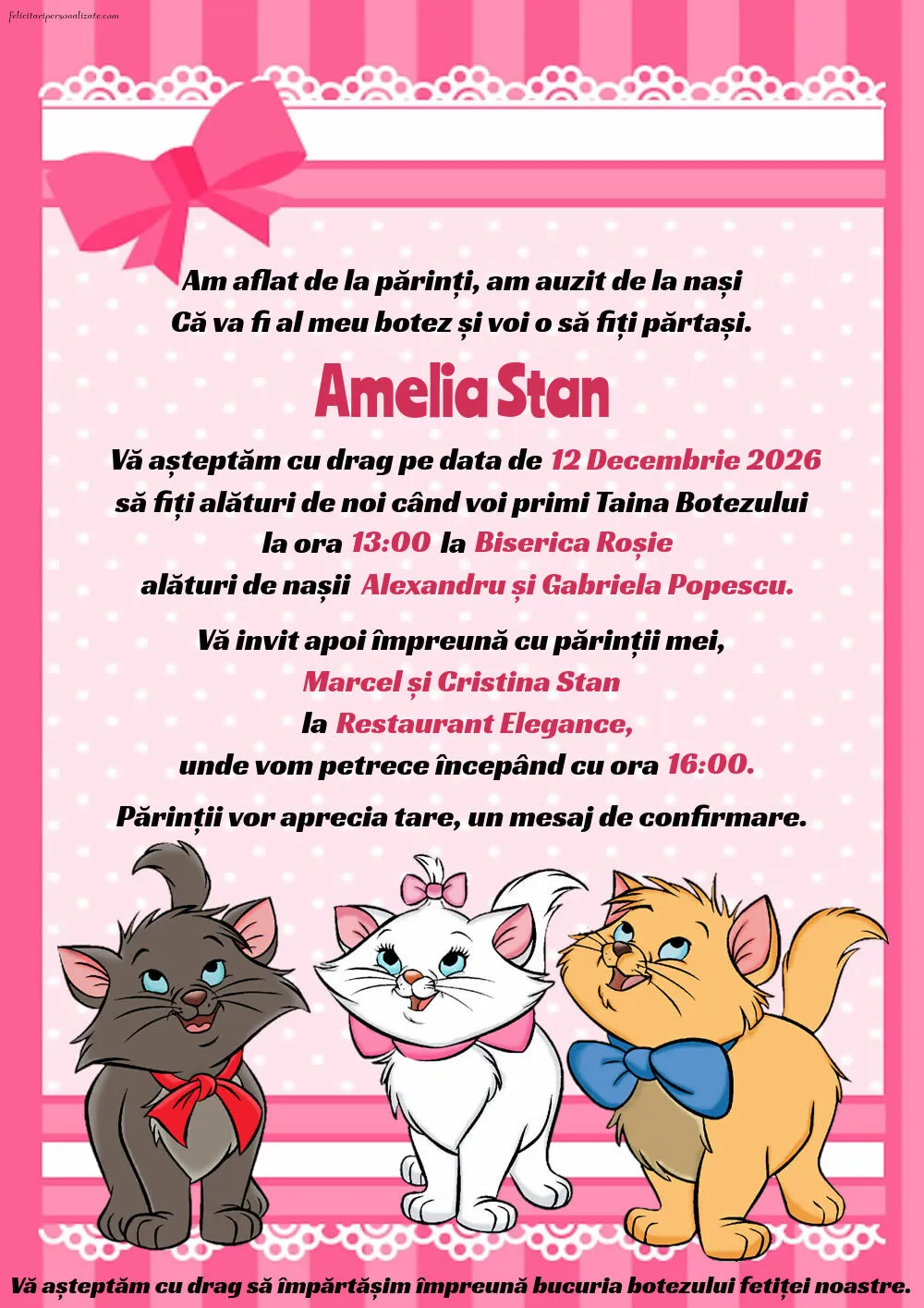 Invitație cu Pisicile aristocrate