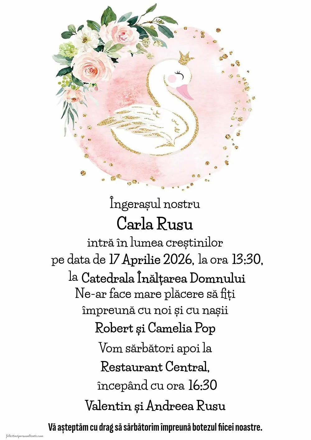 Invitație cu trandafiri