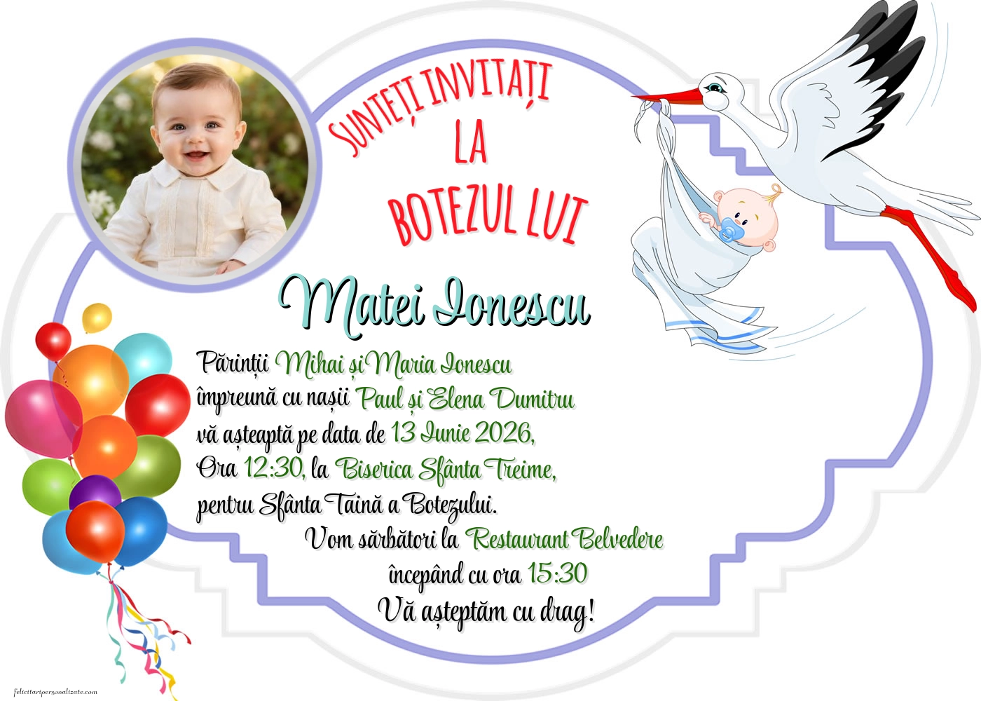 Invitație cu barză