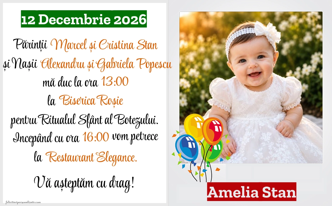 Invitație cu baloane