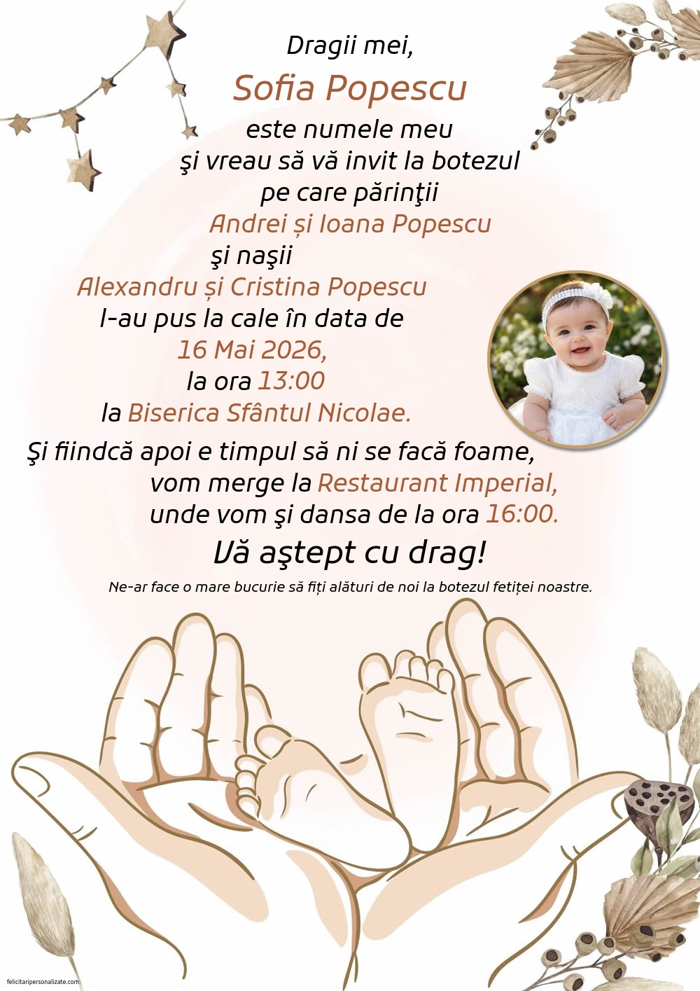 Invitație pentru băieți