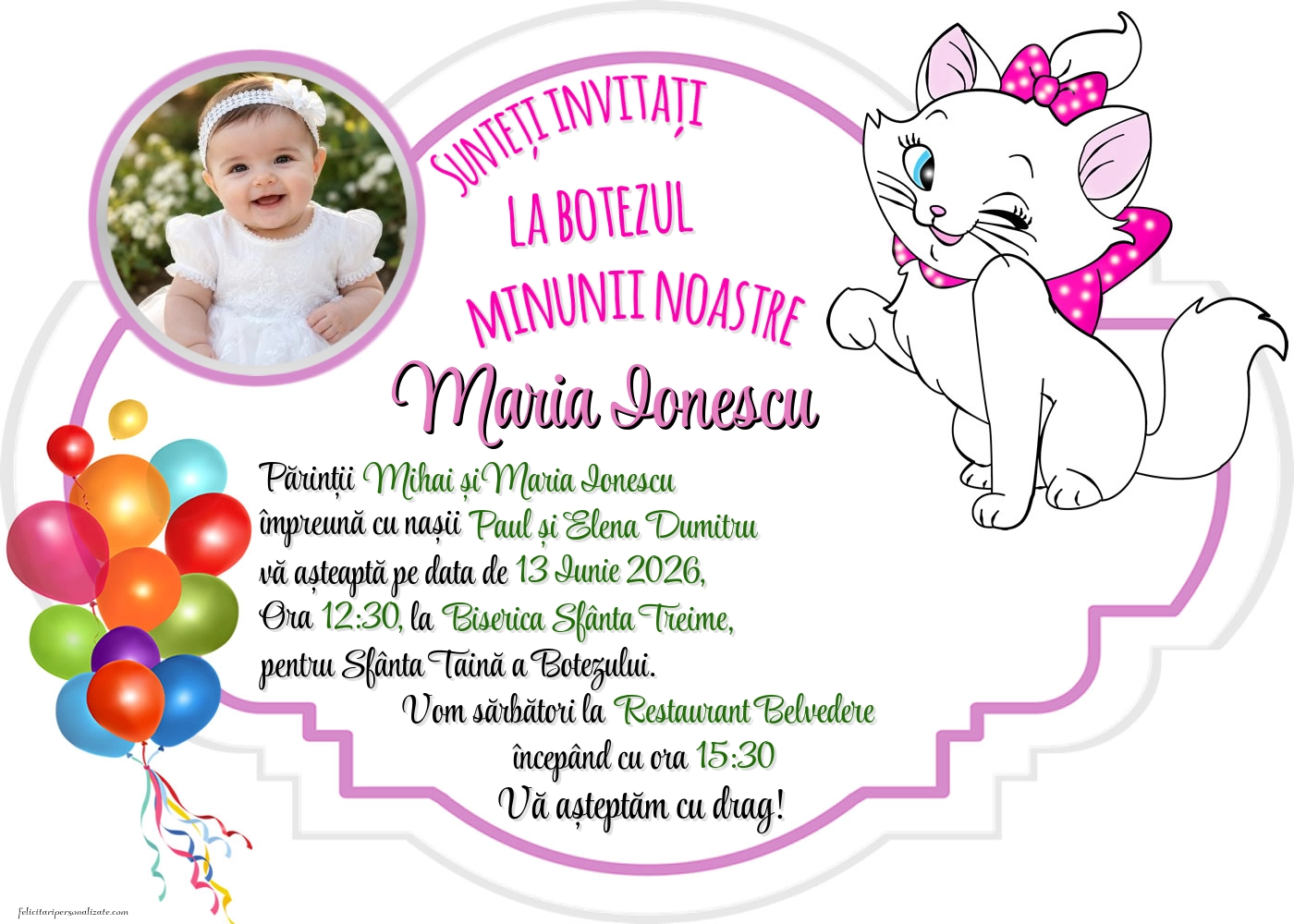 Invitație cu Pisicile aristocrate