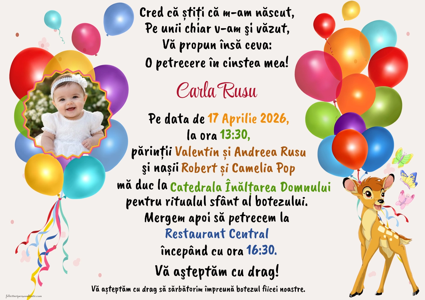 Invitație cu Bambi
