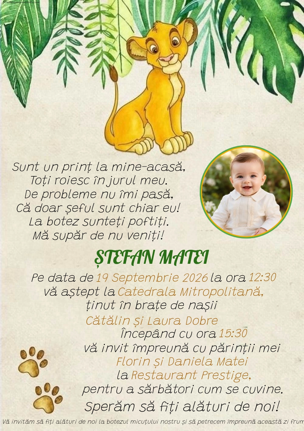 Invitație cu Lion King