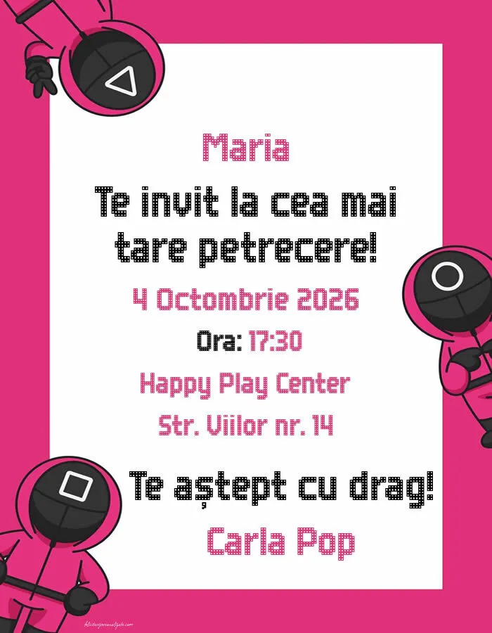 Invitație cu Squid Game