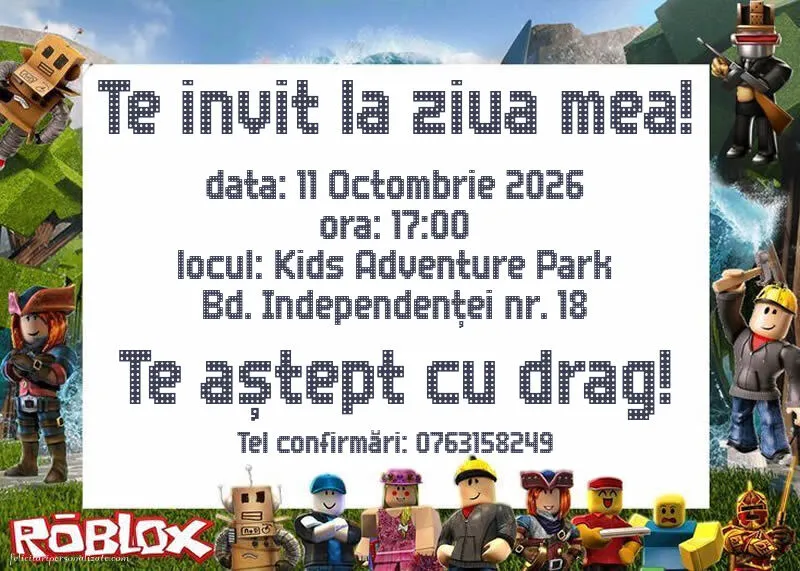 Invitație cu Roblox