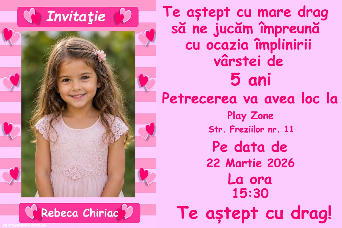 Exemplu completat: Invitație cu inimioare