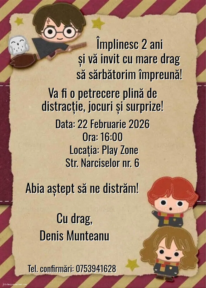 Invitație cu Harry Potter