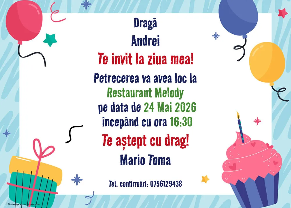 Invitație cu tort