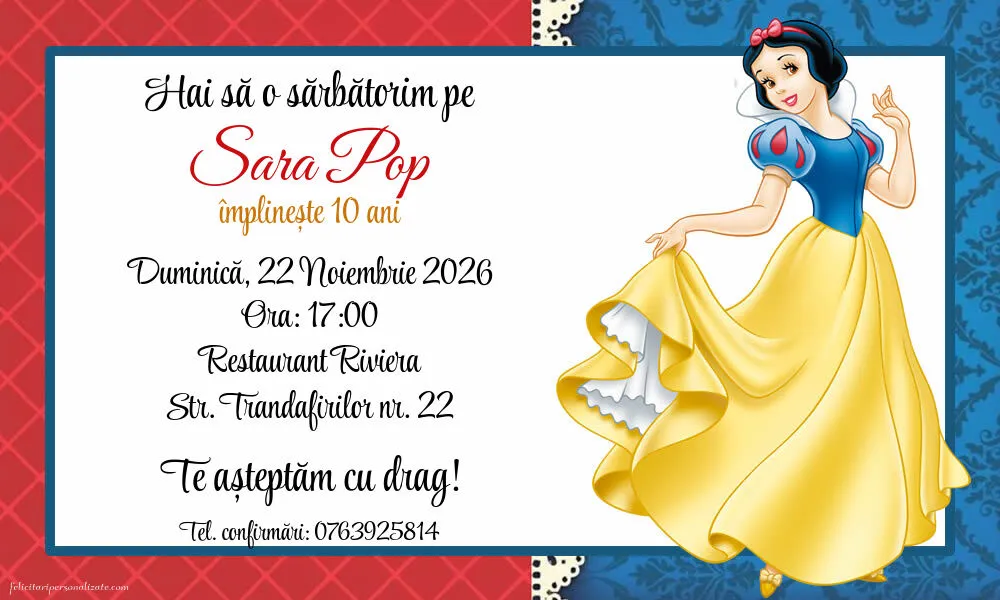 Invitație cu Albă ca Zăpada