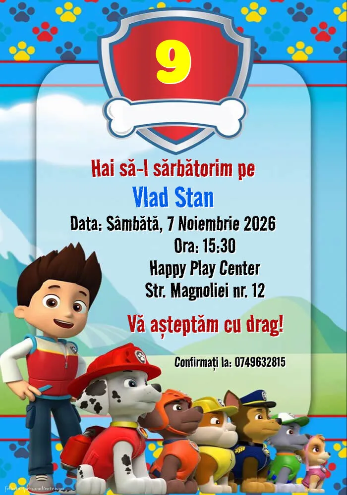 Invitație cu Patrula catelusilor