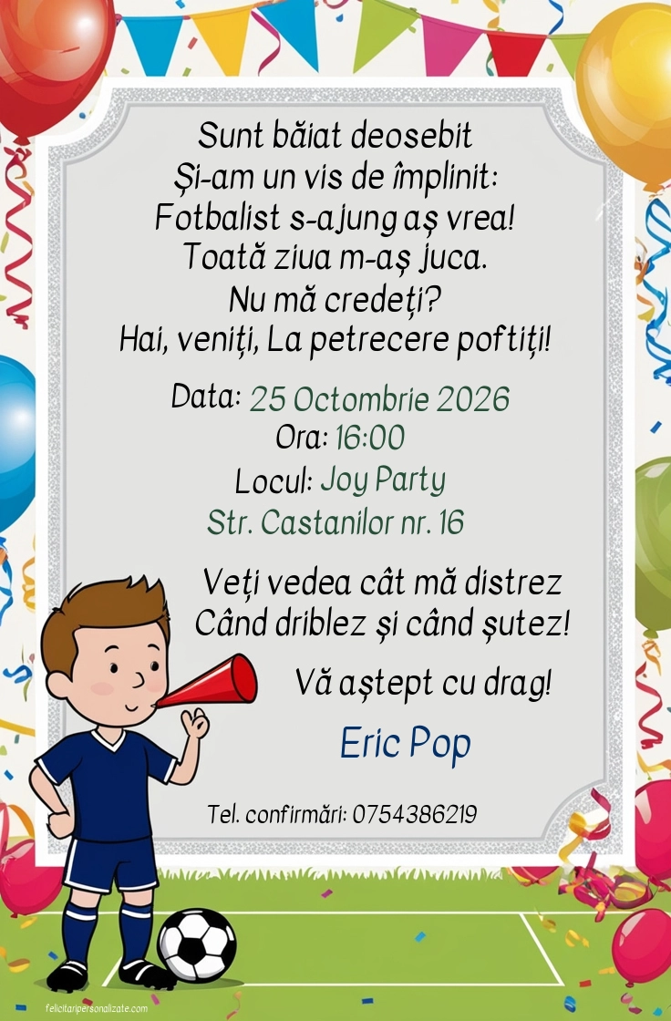 Invitație cu fotbal