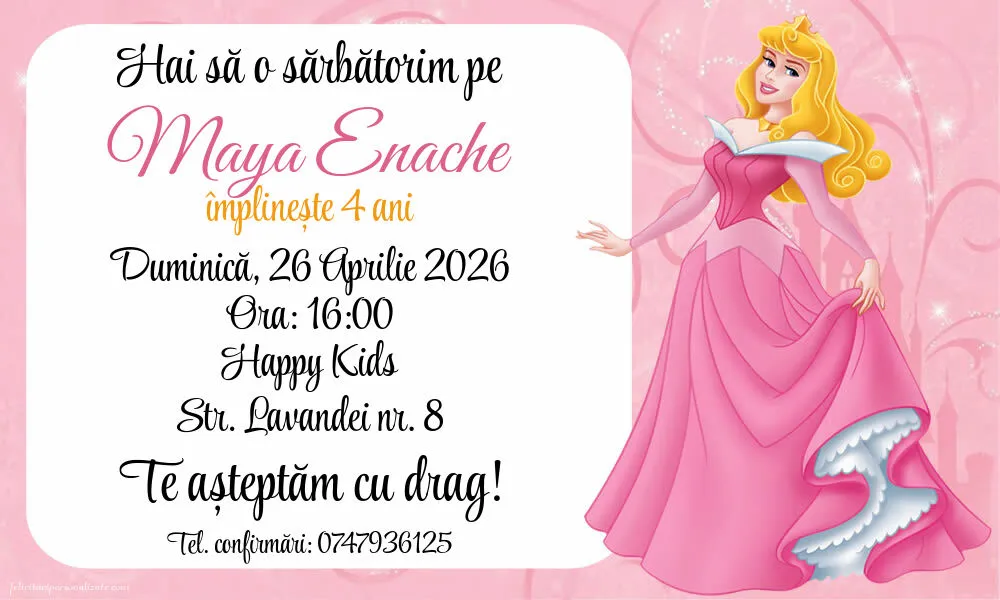 Invitație cu Printesa Aurora
