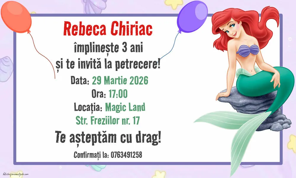 Invitație cu Ariel