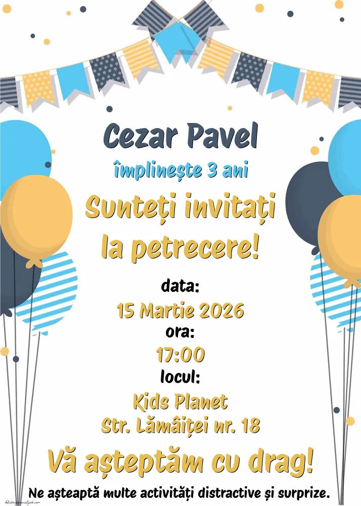 Invitație cu baloane