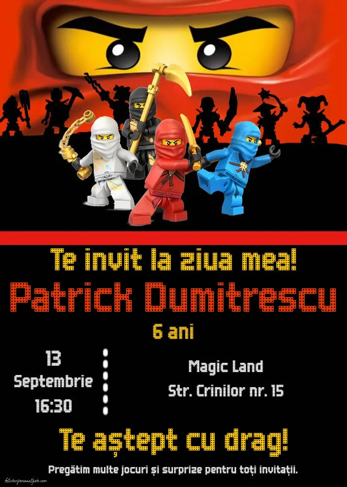 Invitație cu LEGO