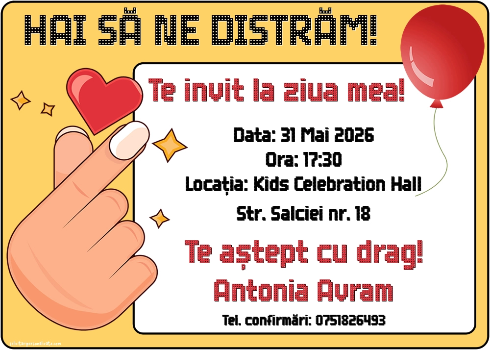 Exemplu completat: Invitație cu tema K-pop
