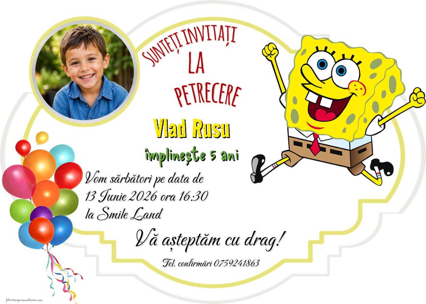Invitație cu SpongeBob