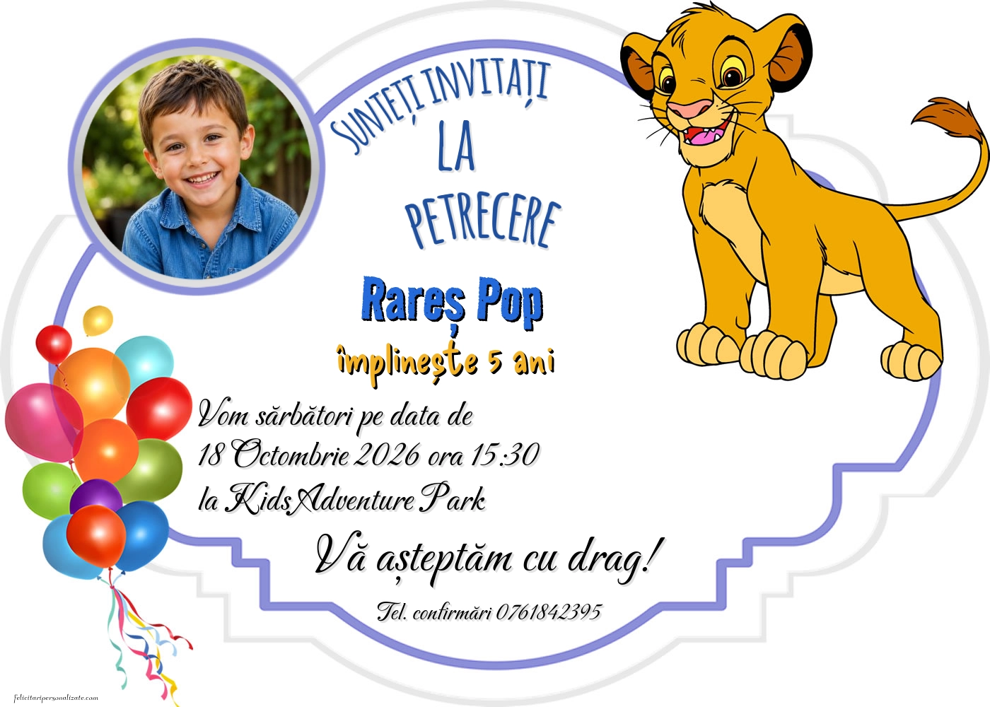 Invitație cu Simba