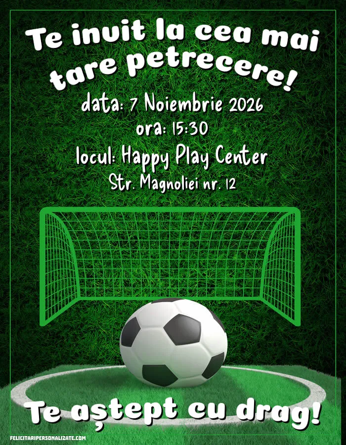 Exemplu completat: Invitație cu fotbal