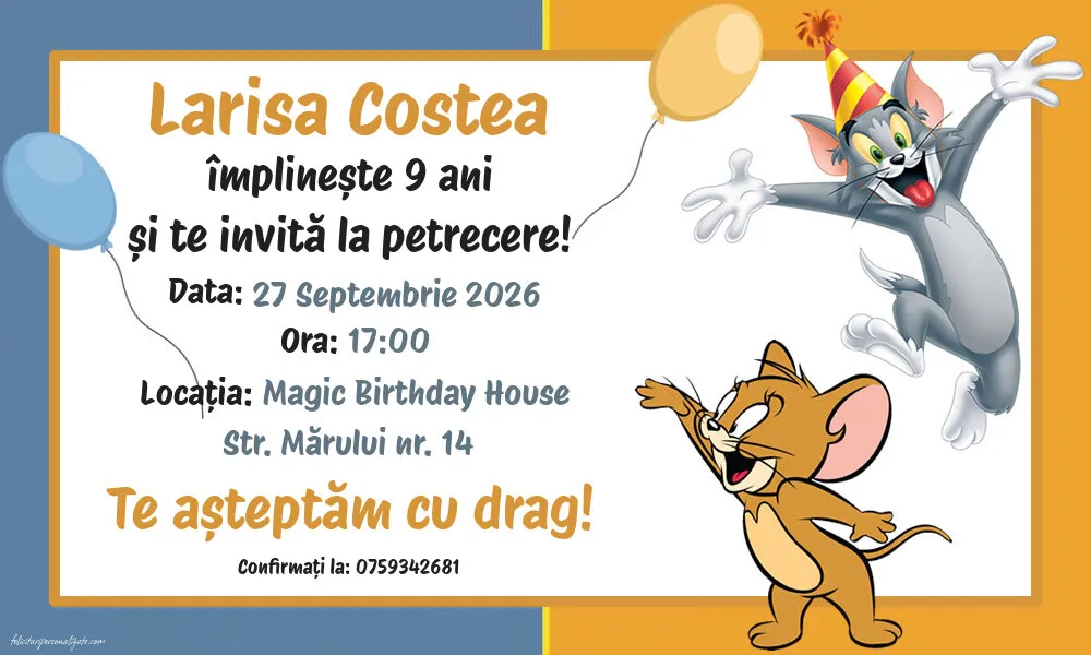 Invitație cu Tom și Jerry