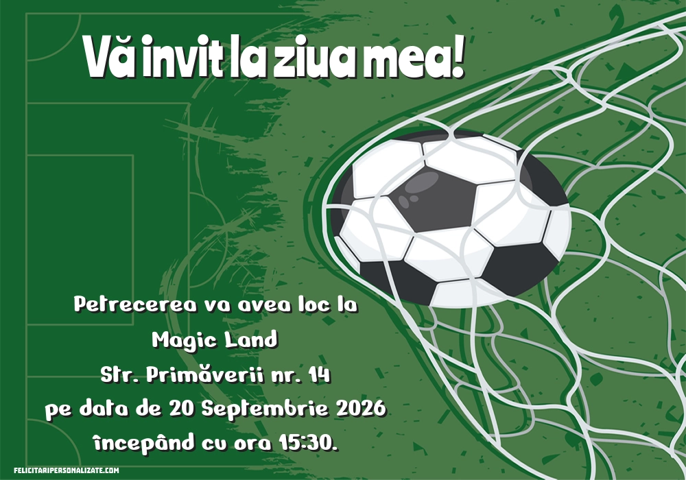 Exemplu completat: Invitație cu fotbal