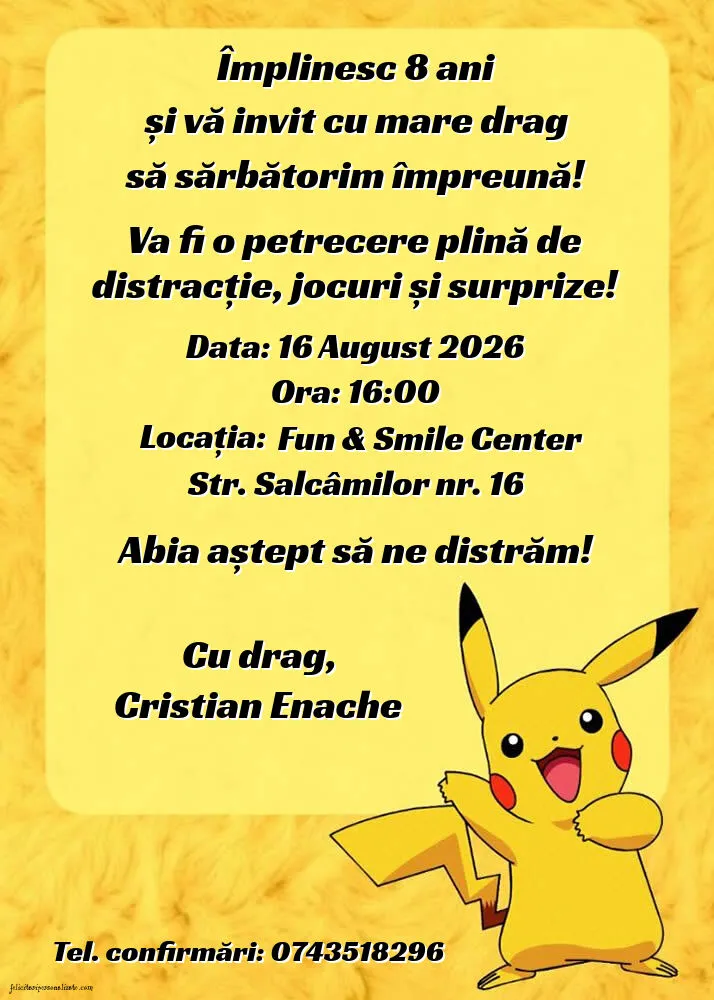 Invitație cu pokemon