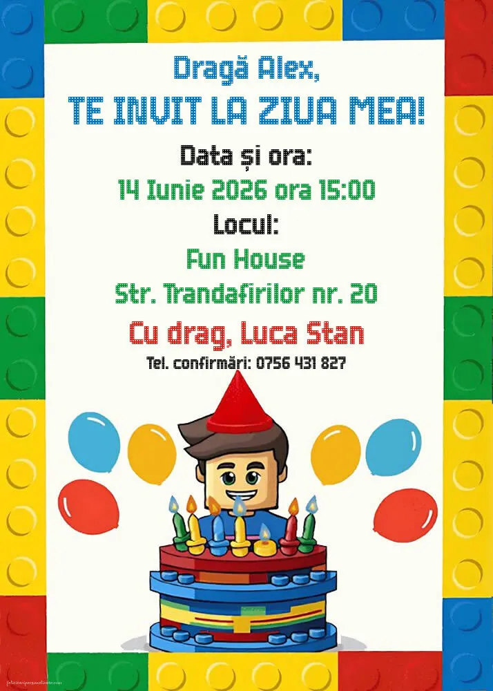 Invitație cu LEGO