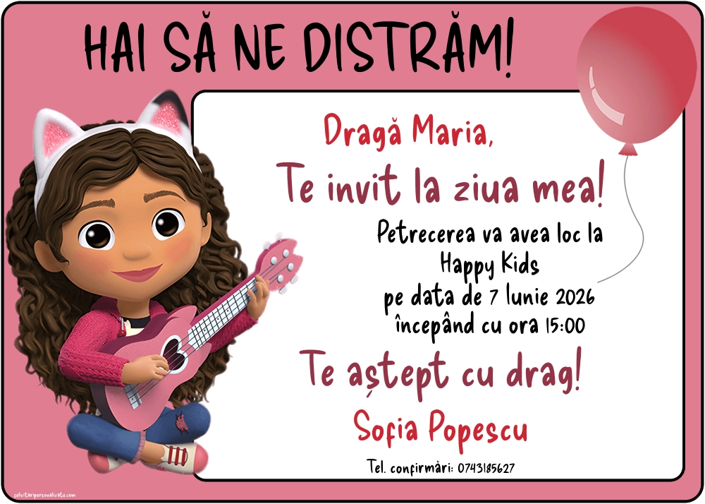 Invitație cu Gabby Dollhouse